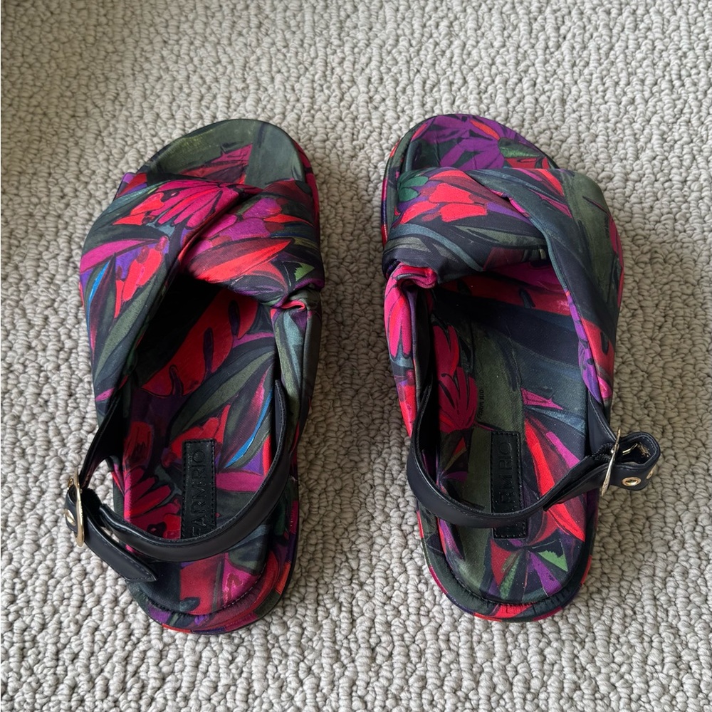 FARM Rio Red and Green Sandals with Chunky Sole- Brand New
